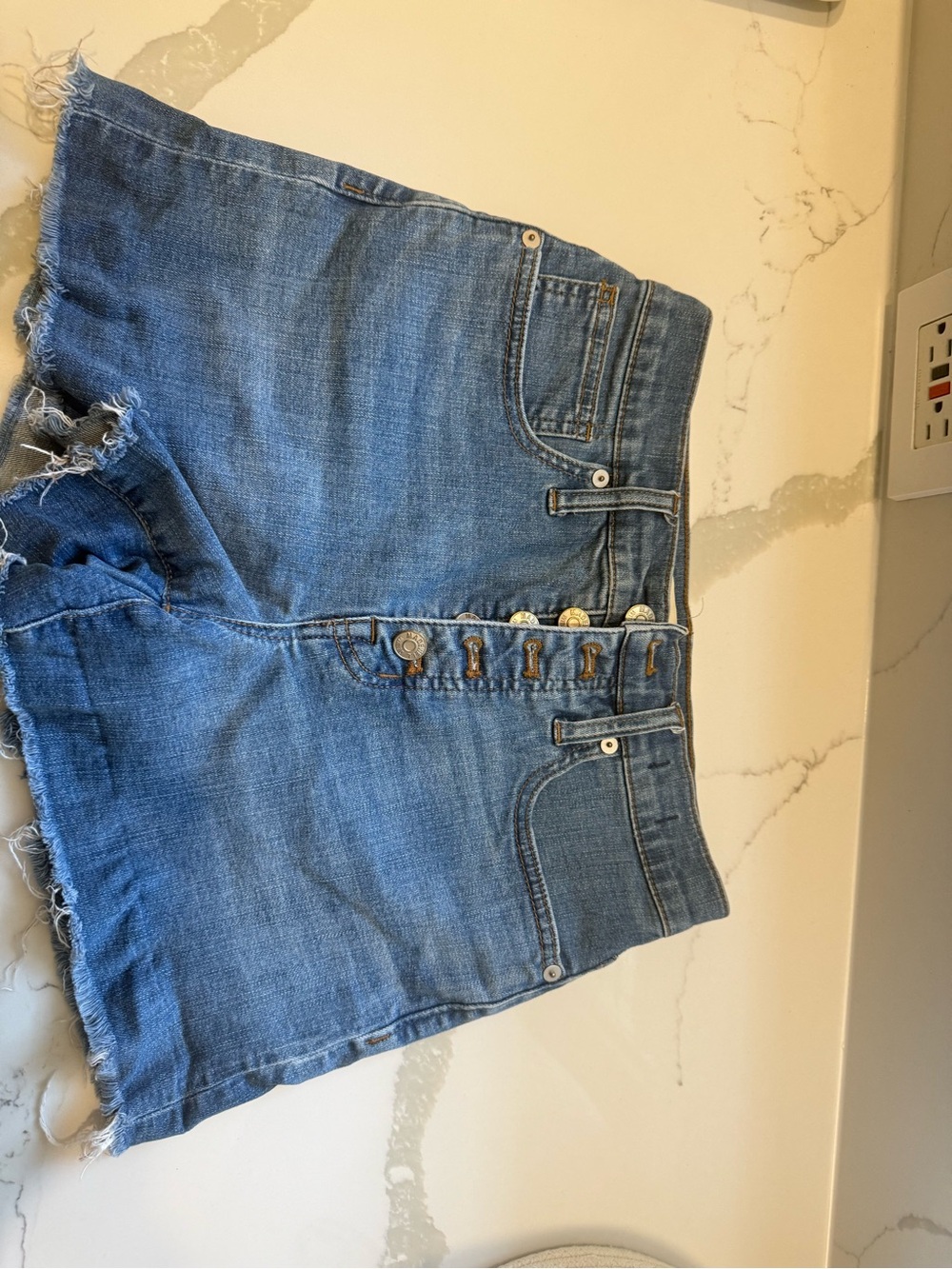 Madewell High-Rise Button-Front Denim Shorts - Blue